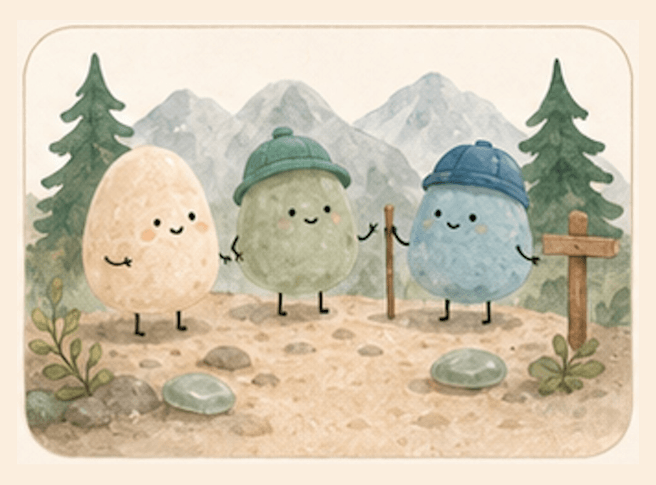 Three chums hiking together