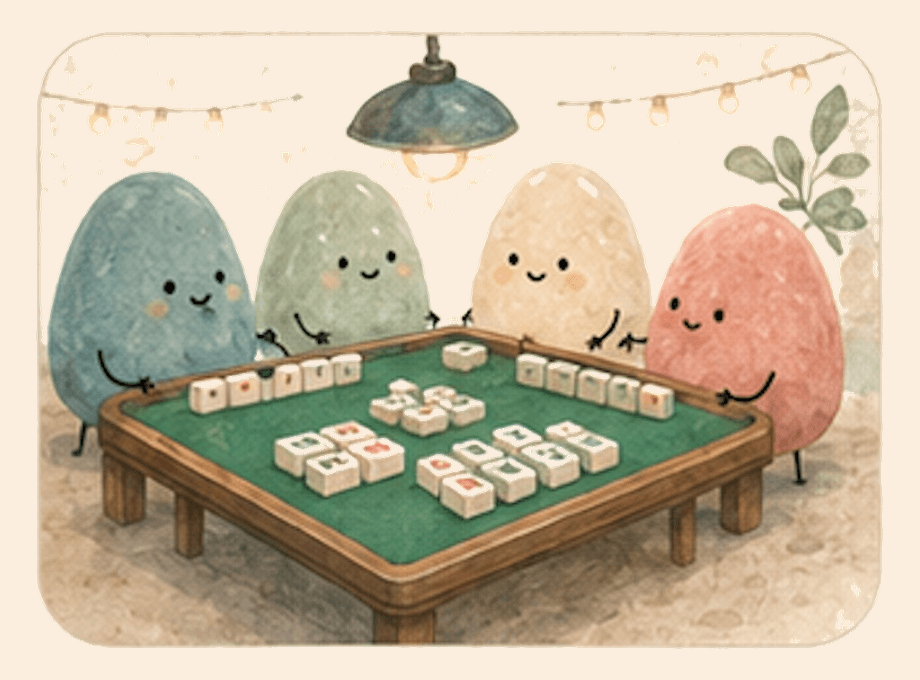 Chums playing mahjong together